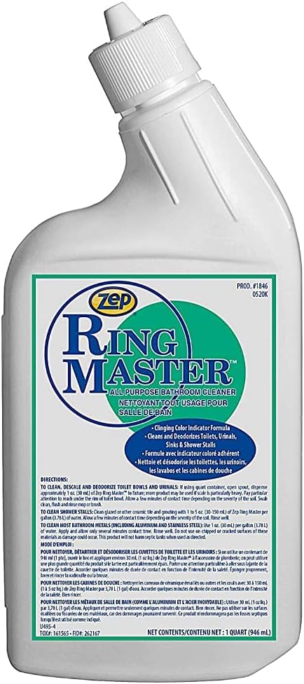 Zep Ring Master All-Purpose Bathroom Cleaner - 32 Ounce (Case of 12) 184611 - The Best No Scrub Cleaner for Your Shower, Toilet Bowl, And Urinals to Deodorize, Clean and Descale