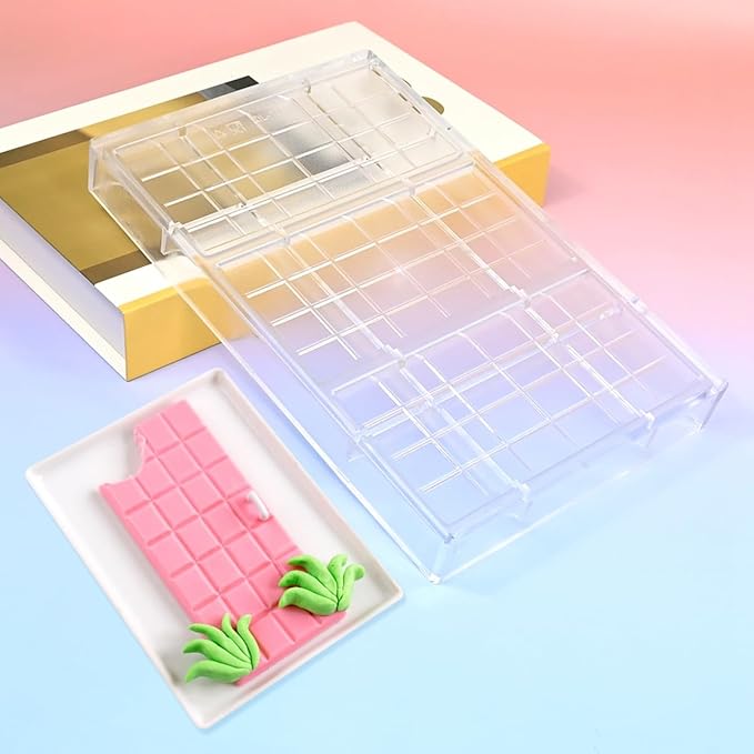 TUKE Chocolate Bar Hard Polycarbonate Chocolate Mold 3 Cavity PC Candy Mould for Easter, Halloween, Christmas - Food-Grade, Durable, Non-Stick, Easy Release (A_ Rectangle)