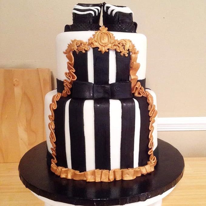 Baroque Silicone Fondant Molds, (4 Pack) Scrolls Border Feather Crown Corner Molds for Cake Decorating Polymer Clay