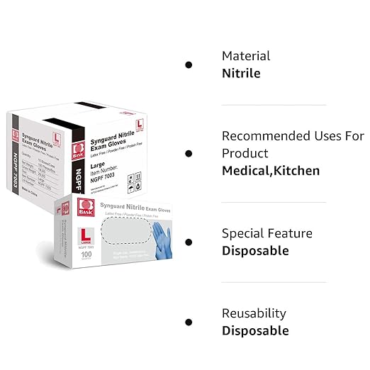 Jointown Basic Medical Blue Nitrile Exam Gloves - Latex-Free & Powder-Free - NGPF7003 (Case of 1,000), Large