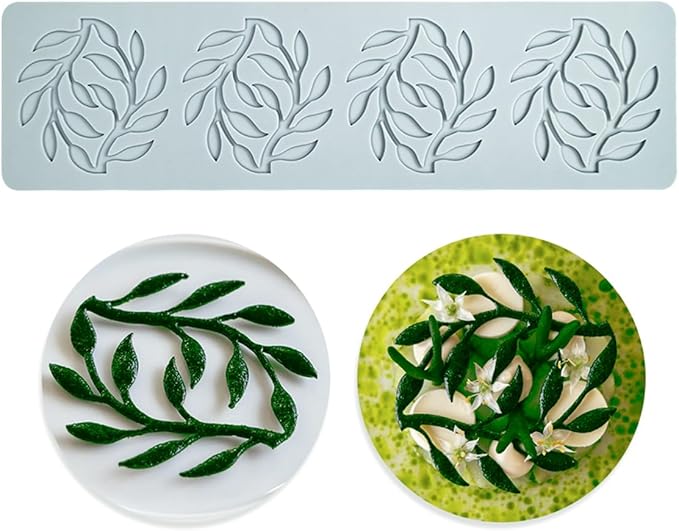 TUKE Food Molds Silicone Shapes Leaf Silicone Chocolate Molds Candy Baking 3D Silicone Molds Fondant Clay Silicone Food Molds for Cake Decorating, Resin, Soap, Sugar Craft (Leaf_10.64x2.88x0.12inch)