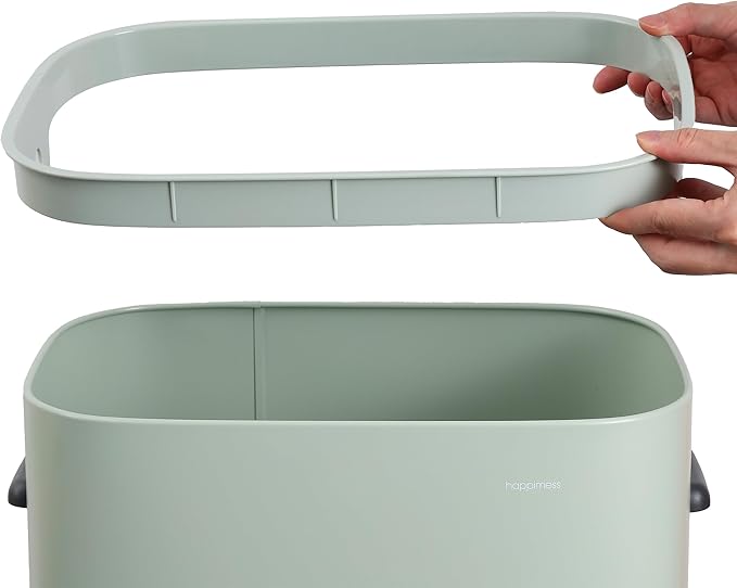 happimess HPM1017E Tammi Kitchen 14.5-Gallon Slim Metal Push Button Trash Can for Home, Kitchen, Laundry Room, Office, Bedroom, Bathroom, Pistachio Gelato