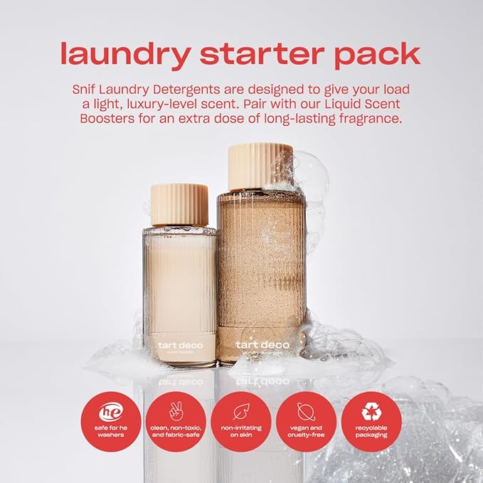 Snif Tart Deco Laundry Detergent, Juicy, Sophisticated Cherry Scent, 64 Loads, Non-Irritating to Skin, Clean, Non-Toxic, Vegan, Cruelty Free, 32oz