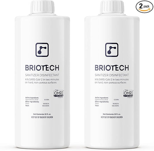 BRIOTECH Sanitizer Disinfectant Hypochlorous Spray, Kill 99.99% of Viruses & Bacteria, Control Mold, Eliminate Odor, Gentle for Nursery & Play Rooms, Food Contact Surface Sanitizer, 32 fl oz Refill