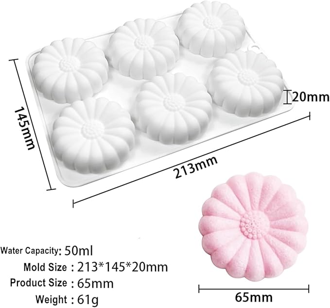 TUKE Silicone Chocolate Candy Molds Non-stick Daisy Flower Silicone Baking Mold BPA Free, Gummy Molds Silicone Candy Mold For Chocolate Cake Jelly Pudding Handmade Soap Mould (Daisy Flower L)