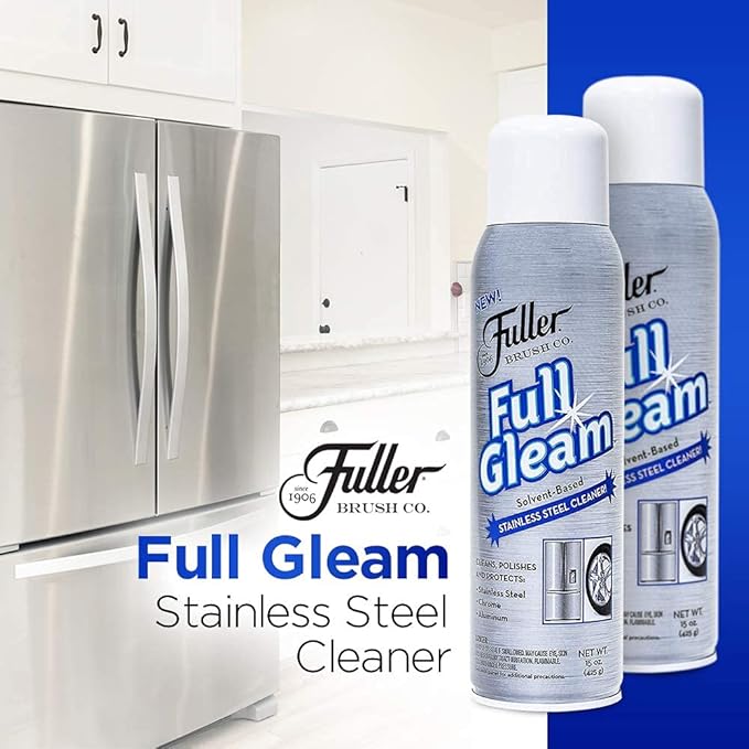 Fuller Brush Full Gleam Stainless Steel Cleaner - Chrome & Aluminum Conditioner Spray For Cleaning Pots, Pans, Cooktop & Kitchen Appliances - Easy Clean & Polish For Home & Business
