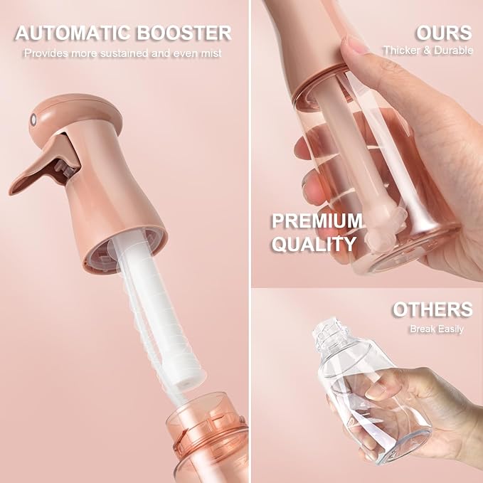 Spray Bottle For Hair, Continuous Mister Empty Spray Bottles, Ultra Fine Mist Water Sprayer for Hairstyling, Cleaning, Plants, Barbers, Salons, Essential Oil Scents - 2 Pack 6.8 OZ, White & Terracotta