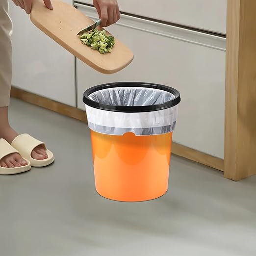 Plastic Small Trash Can Wastebasket - Garbage Can Basket for Bathrooms - Laundry Room, Kitchens, Offices, Kids Rooms, Dorms - Orange