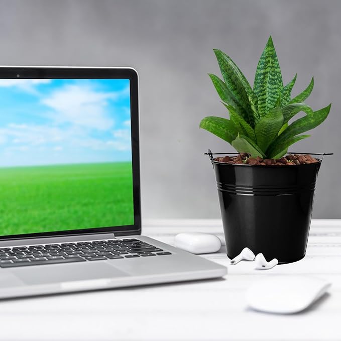 18 Pack 4 Inch Black Mini Metal Bucket, Elegant Galvanized Buckets with Handles, Tin Buckets, Small Iron Bucket, Mini Metal Pail for Party Favors, Crafts, Garden & Beach