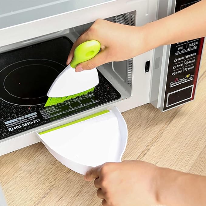 Dust Pan Broom Brush Dustpan - Dustpan and Brush Set, Mini Dust Pans with Brushes, Handheld Broom Cleaning for Tables, Keyboards, Guinea Pig Cage, and Cat Litter, etc.(Green