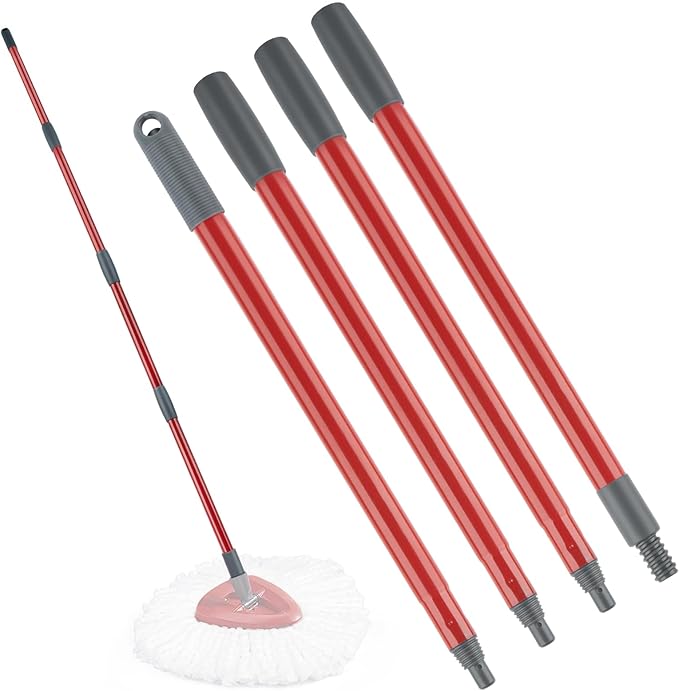 Spin Mop Handle Replacement Compatible with O Cedar Spin Mop and Bucket, 4-Section 30 to 58 Inchs Mop Replace Handle, Mop Stick for Floor Cleaning, Mop Head and Base not Include
