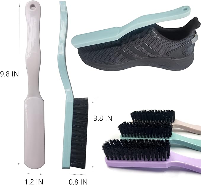 Cleaning Brushes Dish Brush Kitchen Washing Brush Set Shoe Brush Scrub Brush Home Household Cleaner Kit Floor Stiff Bristles with Adhesive Hooks Pot Pan Edge Corners Tile Lines Brush (Light Brown)