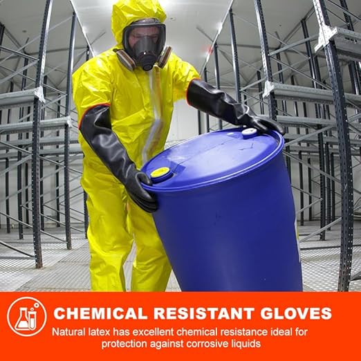 North Tower Chemical Resistant Gloves Rubber Heavy Duty Glove Work With Waterproof Gloves For Mens （14in,1 pair）