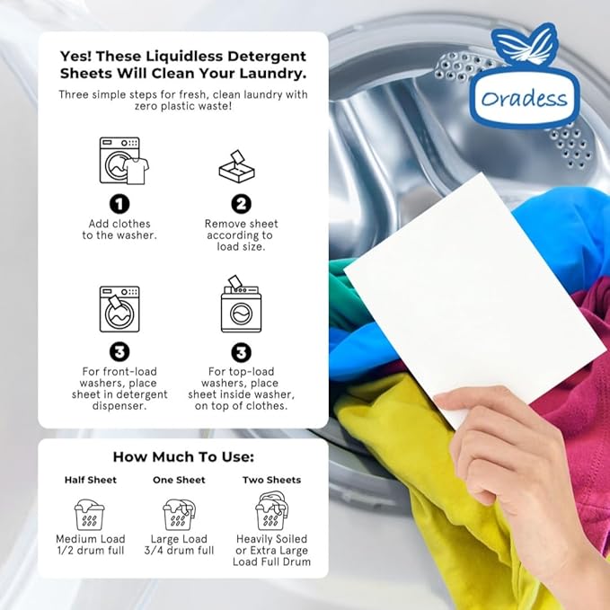 Laundry Detergent Sheets, 100 Loads (50 Sheets), 5.5" x 4.25", Fresh Scent