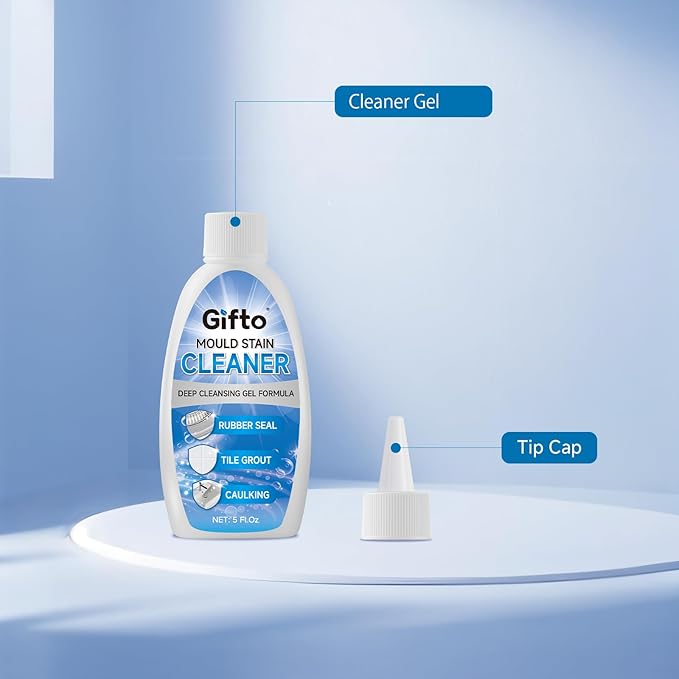 Mold Stain Remover Gel, Washing Machine Cleaner Front Loader Seals, Grout Cleaning Whitener for Bathroom Shower Tile & Kitchen Sink, Bleach Pen for Clothing, Non-Toxic, 5 fl oz