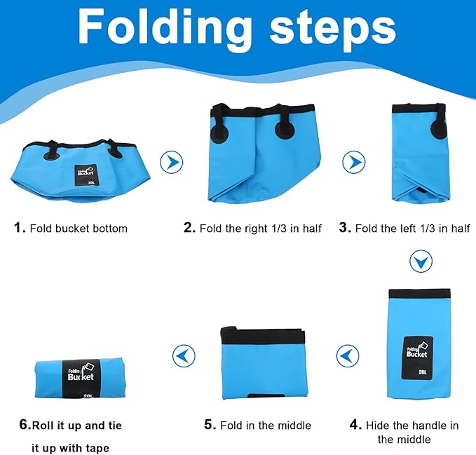 3 PCS 5 Gallon Collapsible Water Bucket, 20L Foldable PVC Bucket with Handles Multiple Use Portable Fold up Lightweight Container Portable Folding Buckets for Camping Fishing Outdoor