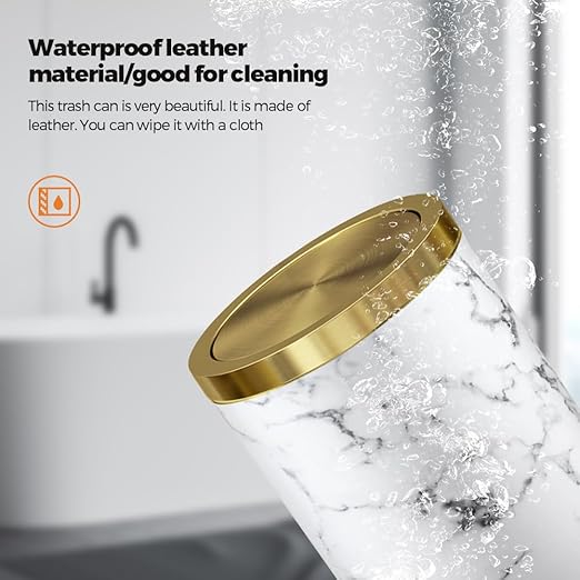 4gallon,Marble Trash Can with Lid,Medium Bedroom Garbage Can,Flip Top Trash Can for Bathroom,Bedroom,Kitchen,Living Room(Marble)