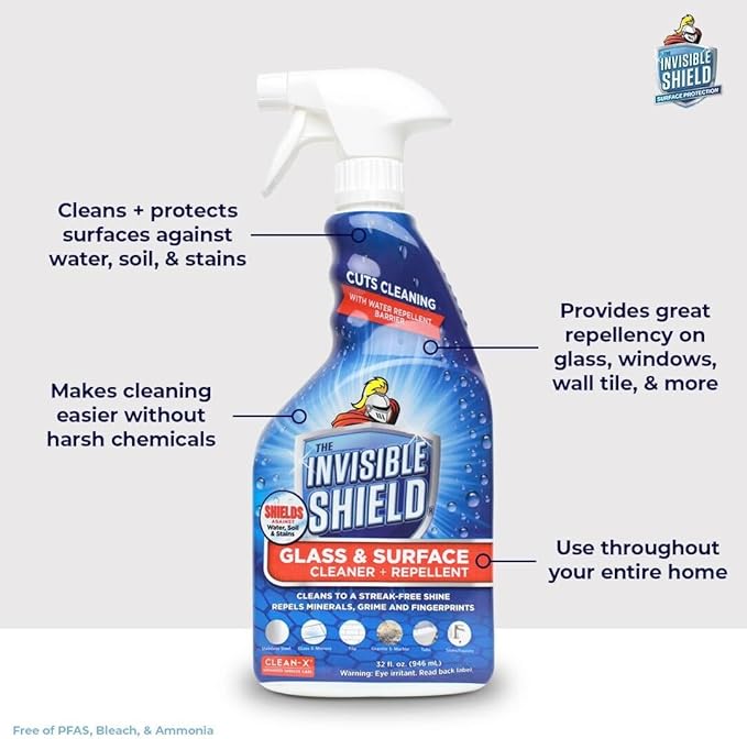 Invisible Shield Glass & Surface Cleaner and Repellent 32 fl. oz. Cleans and Protects against future dirt on multi surfaces by UNELKO- Clean-X (2)