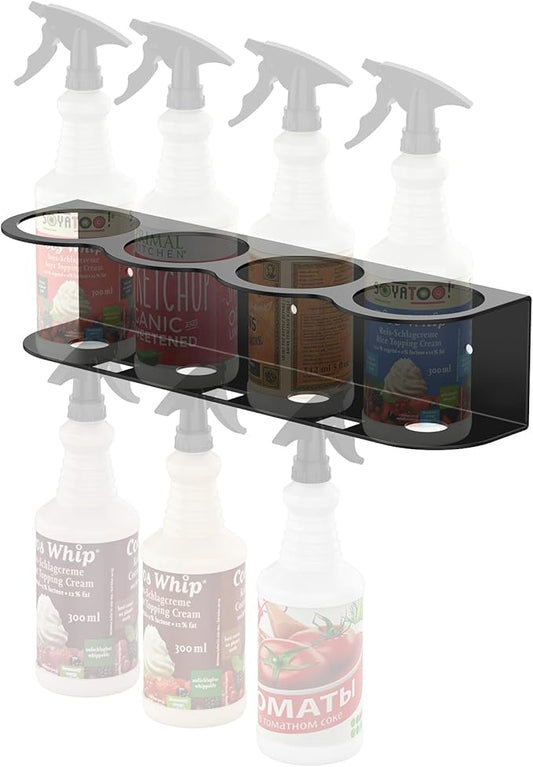 4 Holes Spray Bottle Holder Wall Mount Hangable Space-efficient Spray Can Holder Wall Mount Spray Bottle Hanger for Universal for Garage and Home