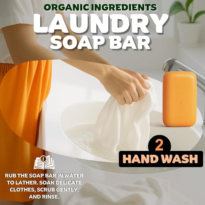 Laundry Soap Bar – Family Pack (16 Bars) – Hypoallergenic & Organic for Sensitive Skin – Citrus Freshness – Stain Remover for Delicate Clothes, Underwear, Collars – Long-Lasting, Eco-Friendly Solution