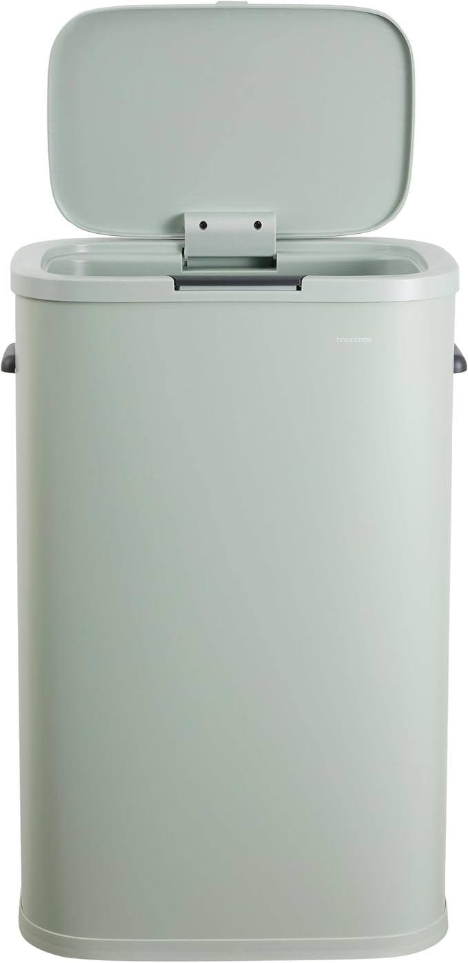 happimess HPM1017E Tammi Kitchen 14.5-Gallon Slim Metal Push Button Trash Can for Home, Kitchen, Laundry Room, Office, Bedroom, Bathroom, Pistachio Gelato