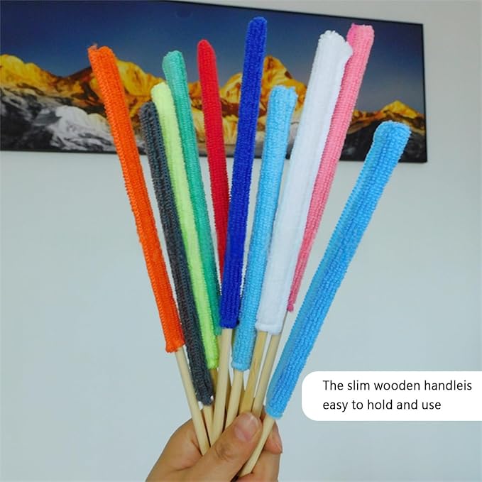 Microfiber Sticks, 12 Pcs Mini Dusters for Cleaning,Crevice Cleaning Tool, Micro Detail Duster Cloth, Suitable for Cars, Home Ventilation Ducts, Window Tracks.