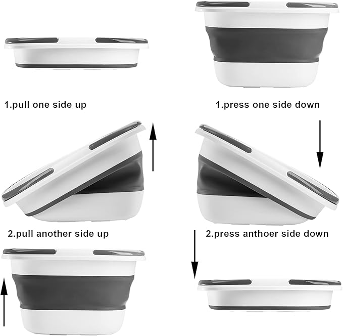 Coloch 2 Pack 16L/4.2 Gallon Collapsible Plastic Bucket, Foldable Mop Bucket Laundry Basket with Handle, Portable Water Pail Space-Saving Bucket for House Cleaning, Car Washing, Fishing, Camping