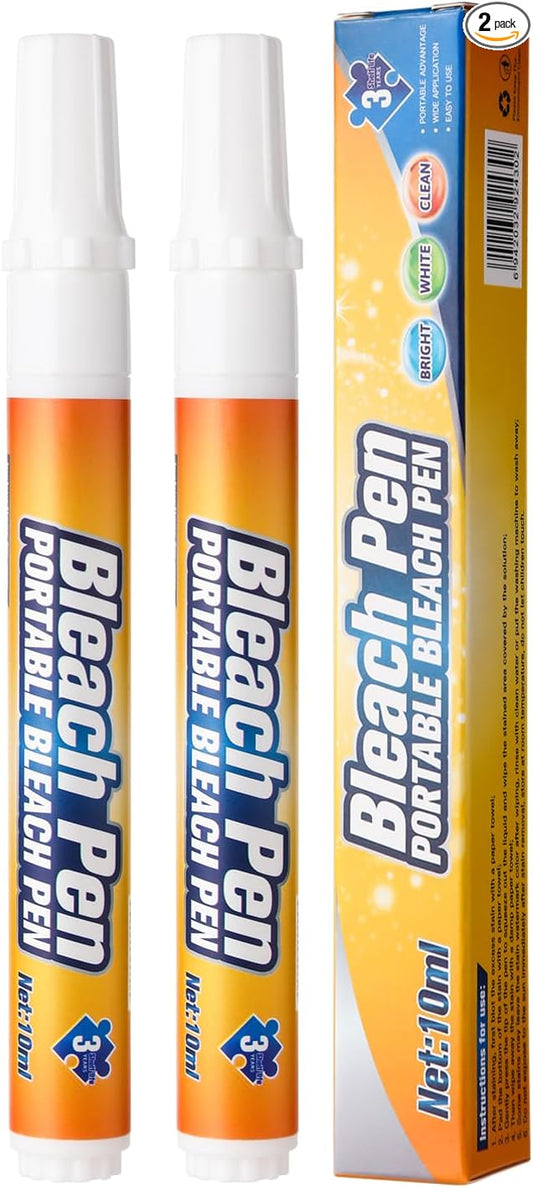 Bleach Pen,Bleach Pen for Clothing,stain remover pen,More effective stain removal,Travel Size Toiletries,Travel Essentials,Travel Accessories,Instantly Remove New Stains(2pcs)