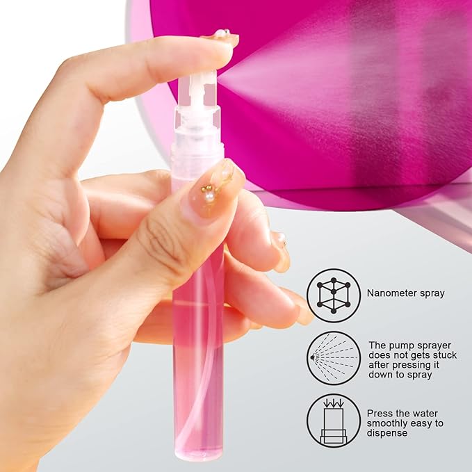 Teenitor Mini Spray Bottles, 20-Pack 10ml Empty Refillable Plastic Atomizer for Perfume, Essential Oil, Travel