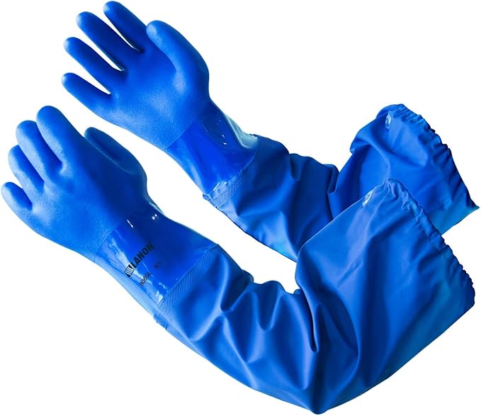 LANON 26" Elbow Length PVC Chemical Resistant Gloves, Heavy-Duty Long Rubber Gloves, Acid, Alkali & Oil Protection, XXL