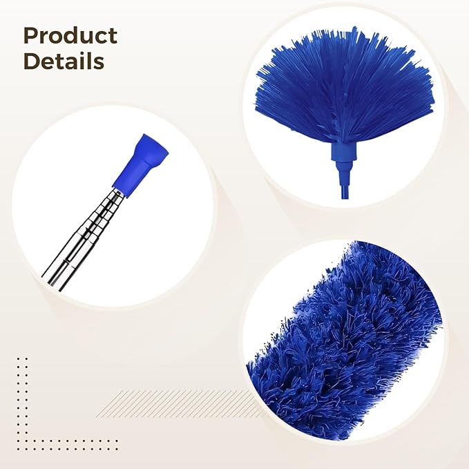 Homaisson 5 Piece Telescopic Duster Set with Extension Pole Microfiber Cleaning Heads for Ceiling Fans, Windows, and Hard-to-Reach Areas, Detachable, Quality and Easy to Clean