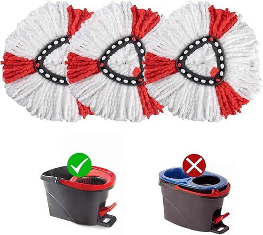 Matthew Cleaning 3Pack Red Microfiber Spin Mop Replacement Head Compatible with EasyWring Spin Mop Replace Head-EasyWring High Absorbency,Machine Washable,Microfiber Spin Mop Refills