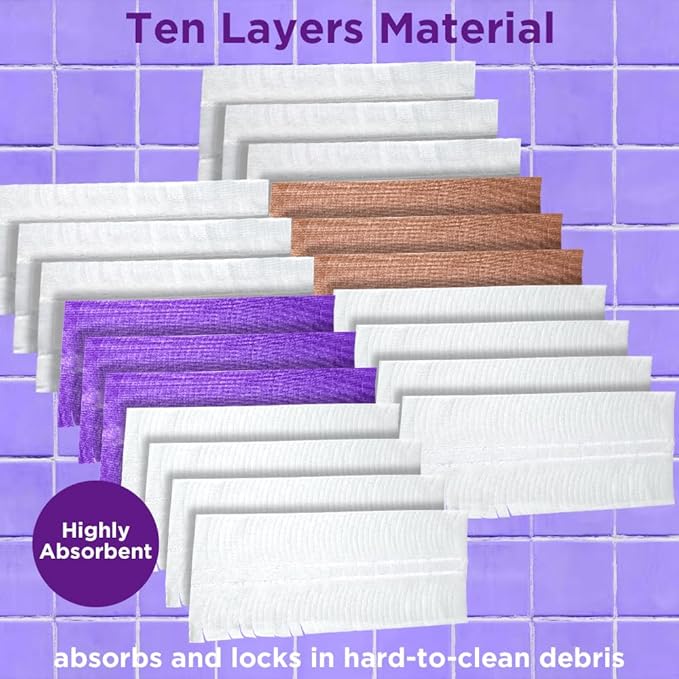 Replacement Pads for S.wiffer PowerMop Disposable Mop Pads,Surface Mopping Pad Refills, Spare Pack for Floor Cleaning, (10 Purple + 10 Brown)