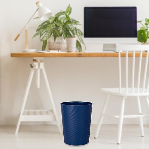 UUJOLY Plastic Small Trash Can Wastebasket, Garbage Container Basket for Bathrooms, Laundry Room, Kitchens, Offices, Kids Rooms, Dorms, (Navy Blue, 1.8 Gallon/2 Pack)