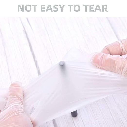 Disposable Medical Clear Vinyl Exam Gloves Industrial Gloves - Latex-Free & Powder-Free100PCS - Large