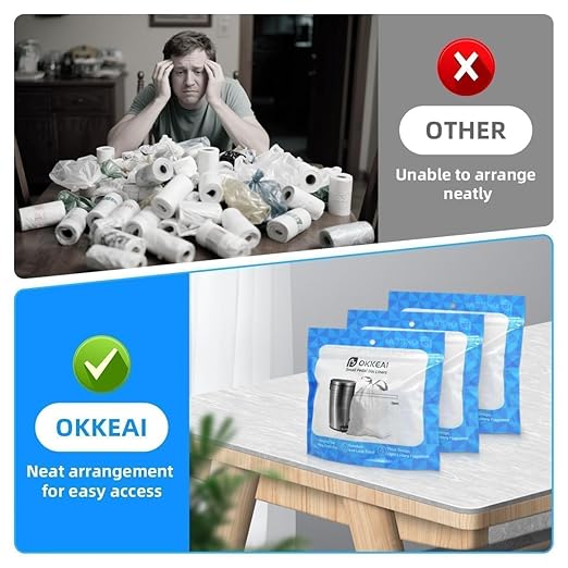 OKKEAI 2.6 Gallon Bathroom Drawstring Trash Bags, 60 Count Small Green Garbage Bags, Heavy Duty Tear-Resistant & Leak-Proof Wastebasket Liners for Kitchen, Bathroom, Office