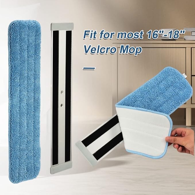 windson 6 Pack 18" Microfiber Mop Pads Washable, Reusable Mop Replacement Heads for 16-18inch Spray Velcro Mop Hardwood Floor Cleaning(6Pack)