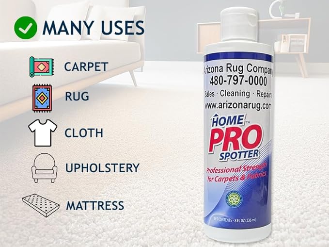 Stain Remover - Stain Remover for Rugs, Carpets, Mattress, Upholstery, Removes Pet Stains, Red Wine, Grease, Ink, Coffee - Home Pro Spotter, 8 oz