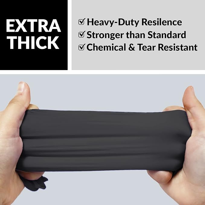 Klex Nitrile Exam Gloves - Medical Grade, Powder & Latex Free, Food Safe, Black, 100, 1000 Count, S, M, L, XL