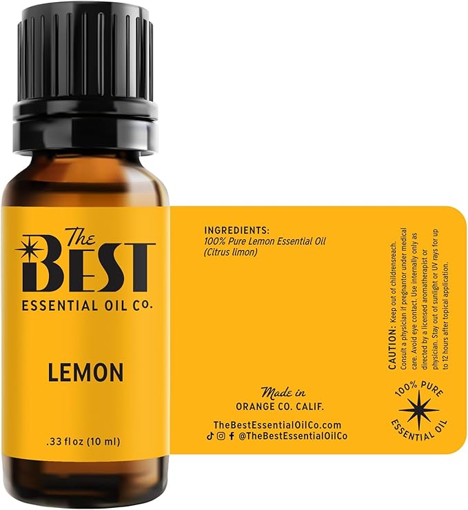 The Best Lemon Essential Oil- Premium Grade- 100% Pure & Natural for Aromatherapy, Diffuser, Spa, Massage, Air Freshener- 10 ml (.33 fl oz)