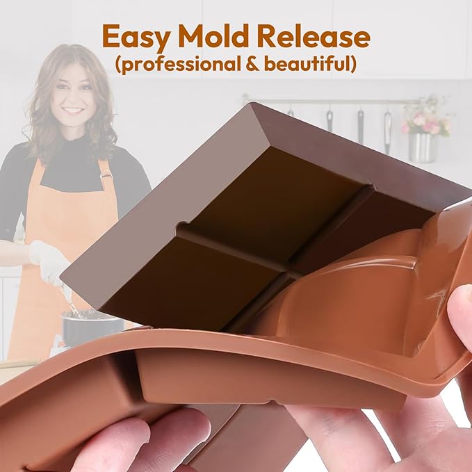 Deep Dubai Chocolate Bar Mold, 2PCS Silicone Chocolate Bar Molds with Scraper, Thick Candy Bar Mold for Baking Homemade Snacks, BPA Free