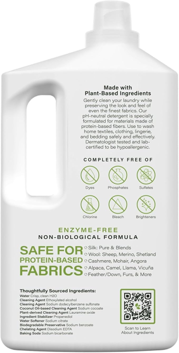 Heritage Park Silk & Wool Fragrance Free, Hypoallergenic, pH-Neutral Laundry Detergent - Dermatologist-tested, Sensitive Skin-Friendly, Enzyme-Free, Concentrated Up to 128 loads (64 fl oz)