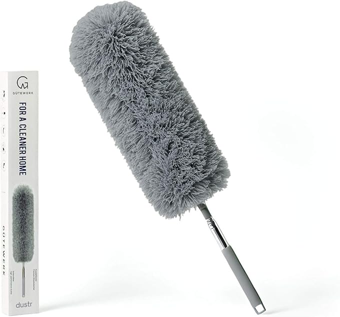 Extendable Feather Duster, Microfiber Duster, Ceiling Fan Duster, Feather Dusters for Cleaning, Dust Cleaner, Cobweb Duster - Electrostatic Bendable Head - up to 55 Inch