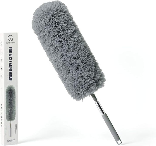 Extendable Feather Duster, Microfiber Duster, Ceiling Fan Duster, Feather Dusters for Cleaning, Dust Cleaner, Cobweb Duster - Electrostatic Bendable Head - up to 55 Inch