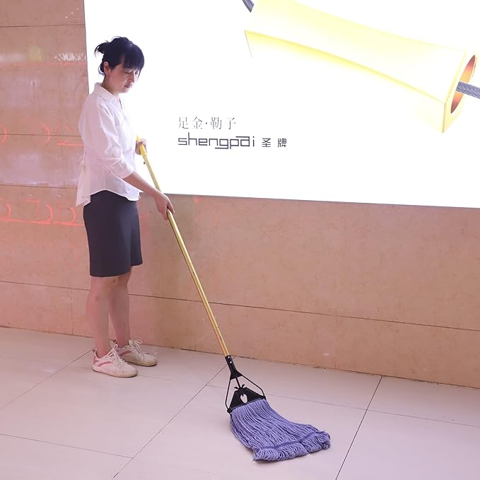 Commercial Industrial Heavy Duty Mop with Long Handle,58" Looped-End String Wet Cotton Mops for Floor Cleaning, 2packs