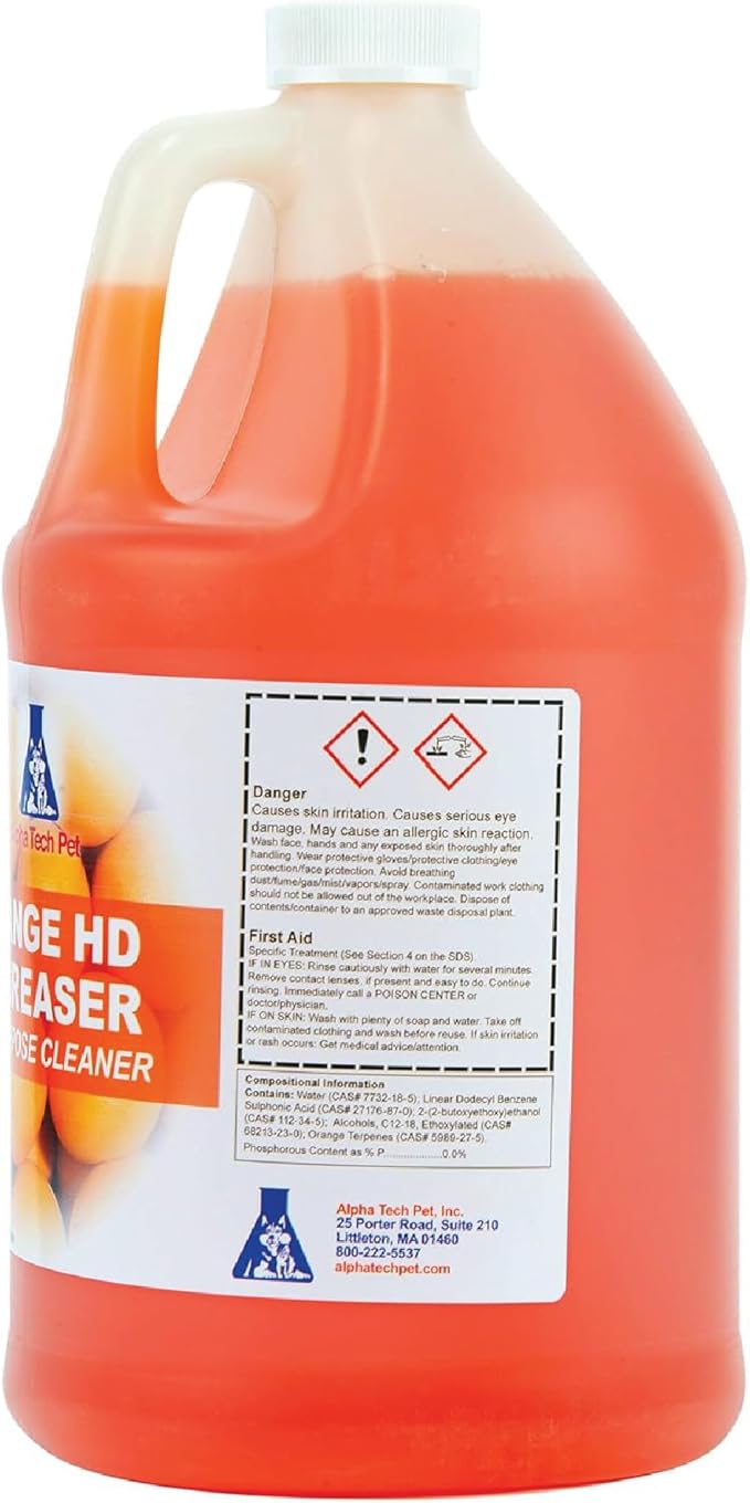 Orange HD Degreaser - Citrus Heavy Duty Degreaser and Cleaner for Tough Stains and Grease, Fast-Acting, Non-Corrosive Cleaner, 1 Gallon by Alpha Tech Pet