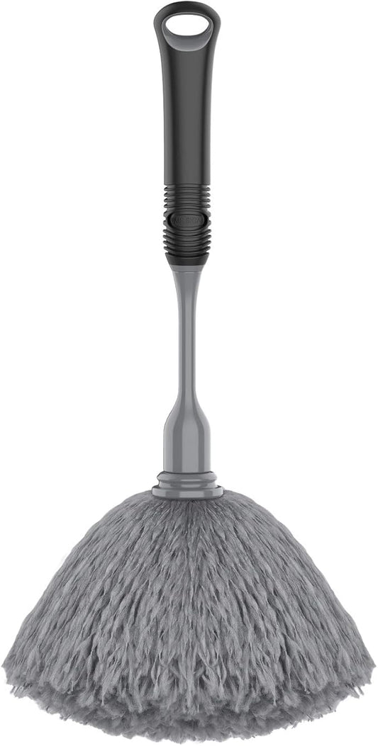 MR.SIGA Microfiber Delicate Duster, Comfortable Non Slip Handle, Detachable Washable Duster Head, Gray & Black