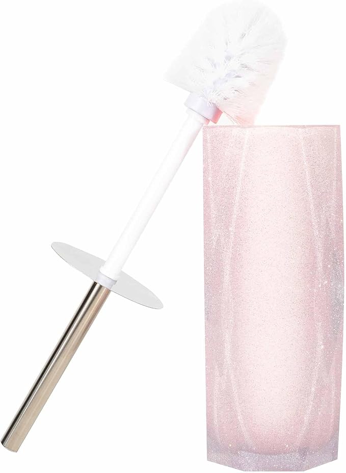 Faceted Toilet Brush, Cast Resin, Anti-Slip Pads, Sold Individually, Pink
