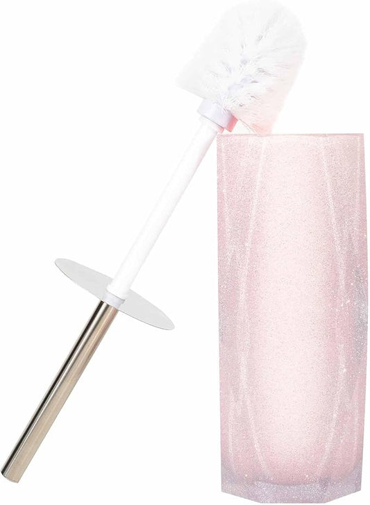 Faceted Toilet Brush, Cast Resin, Anti-Slip Pads, Sold Individually, Pink