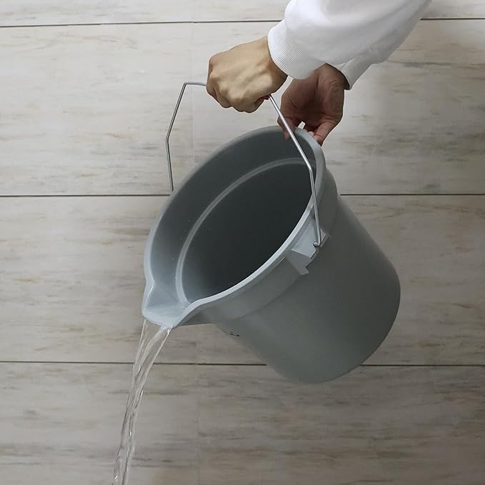 Teyyvn 4-Pack Commercial Round Bucket, 3.5 Gallon Industrial Round Utility Pail with Handle, Gray